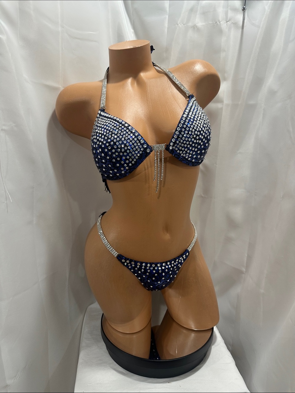 NPC competition bikini suit midnight blue size 34C med bottom NWT